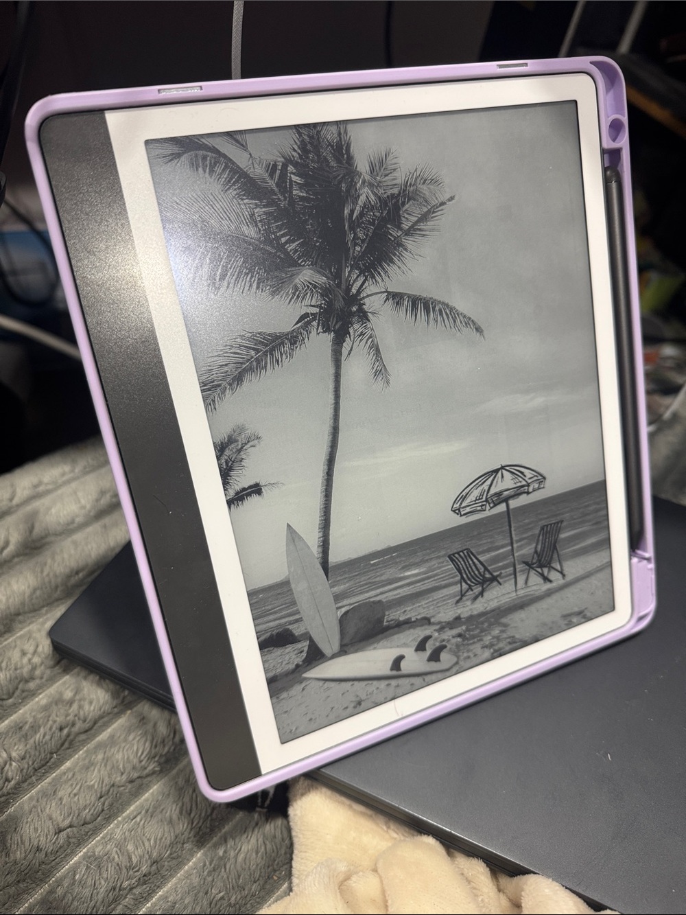 Purple E-Reader Case with Stylus Holder - Slim Protective Cover